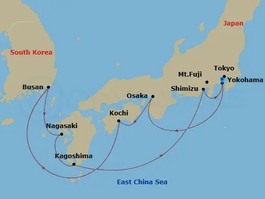 Itinerary schematic diagram