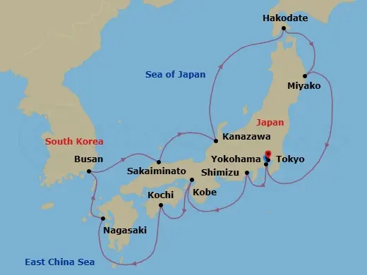 Itinerary schematic diagram