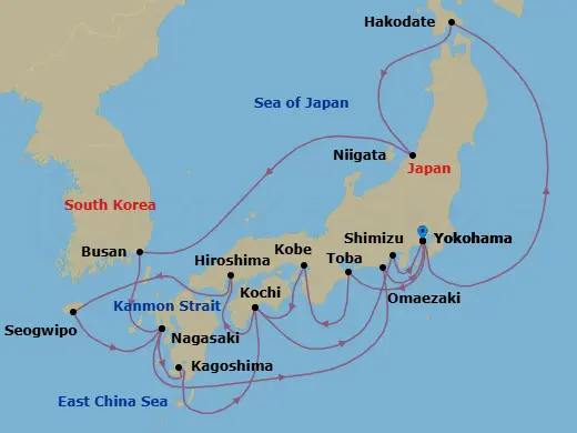 Itinerary schematic diagram