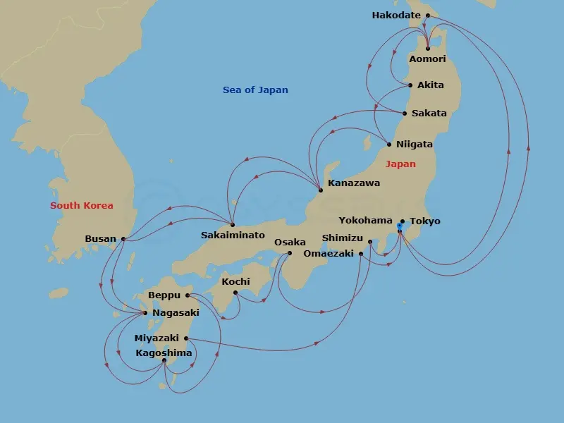 Itinerary schematic diagram