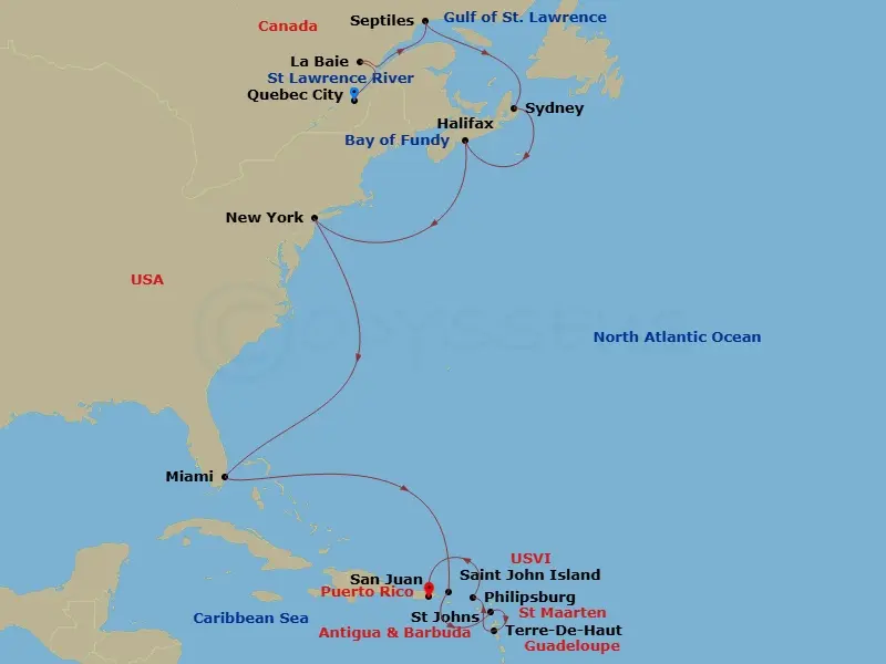 Itinerary schematic diagram