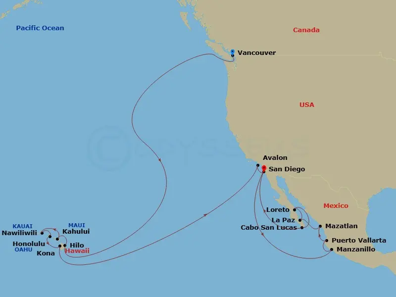 Itinerary schematic diagram