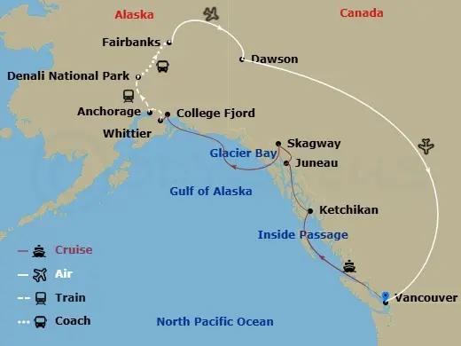 Itinerary schematic diagram