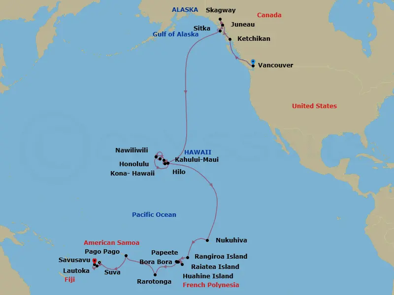Itinerary schematic diagram