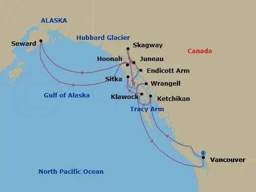 Itinerary schematic diagram