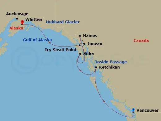 Itinerary schematic diagram