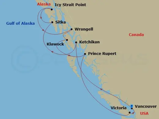 Itinerary schematic diagram