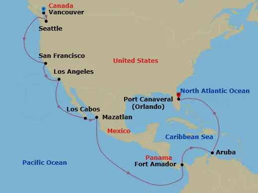 Itinerary schematic diagram