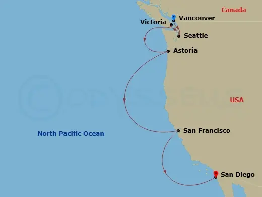 Itinerary schematic diagram