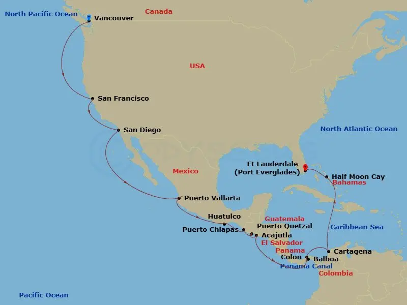 Itinerary schematic diagram