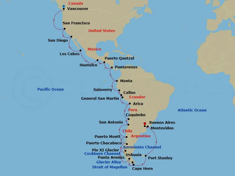 Itinerary schematic diagram