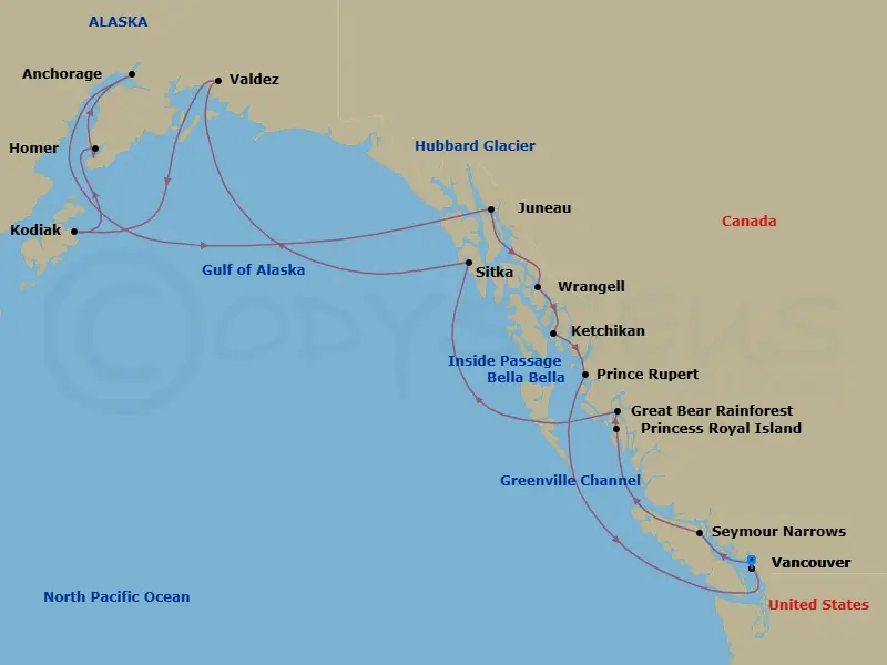 Itinerary schematic diagram