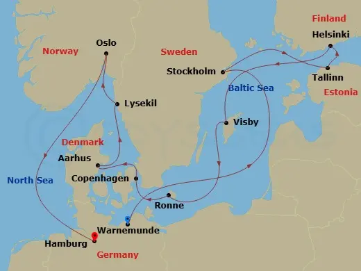 Itinerary schematic diagram