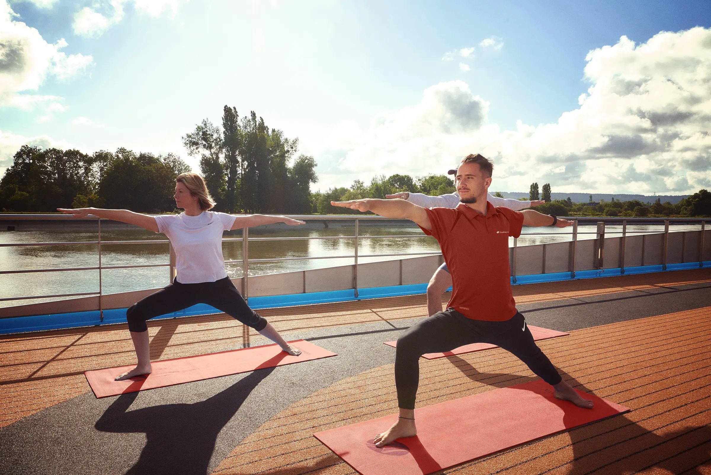 Start your day with Sun Deck yoga. Enjoy guided stretching and historic views as you glide past vineyards with the complimentary wellness sessions.