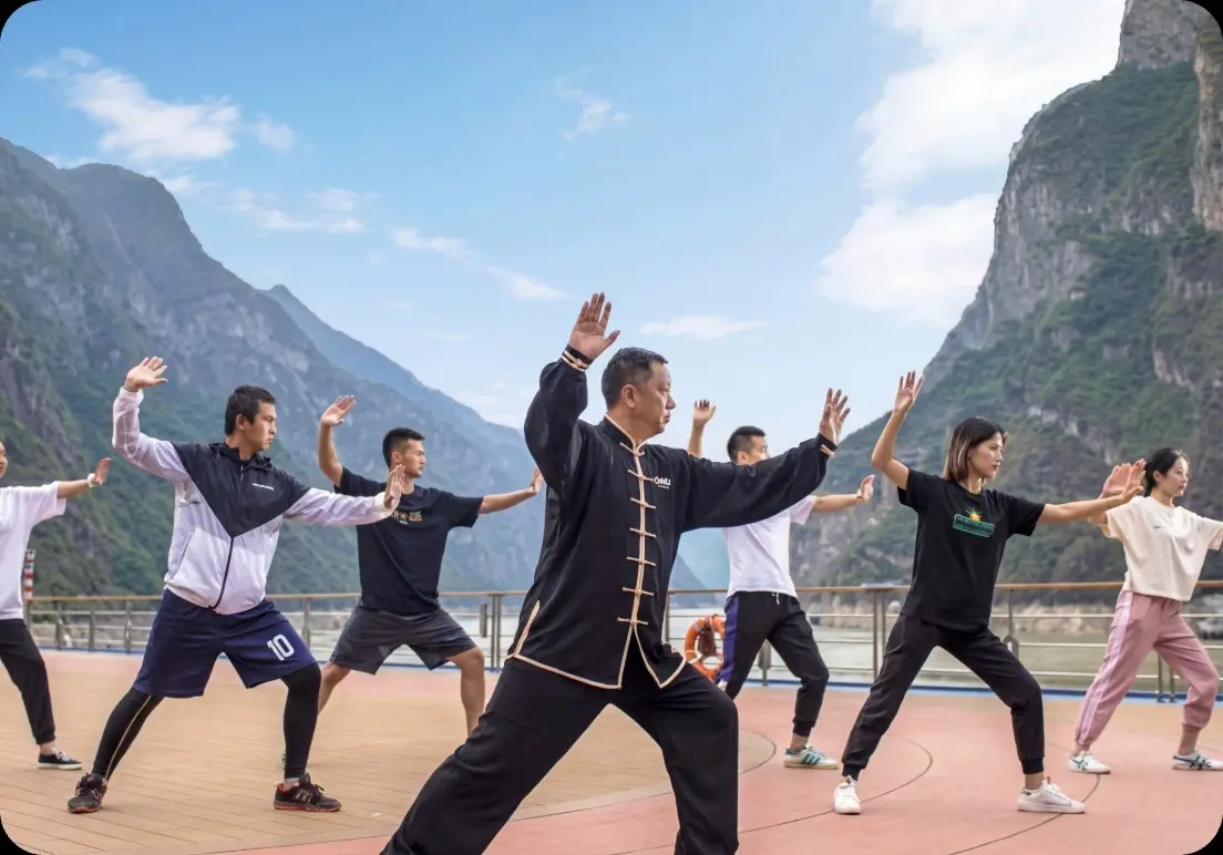 Prioritize well-being with morning Tai Chi on the 1,000sqm Sun Deck.