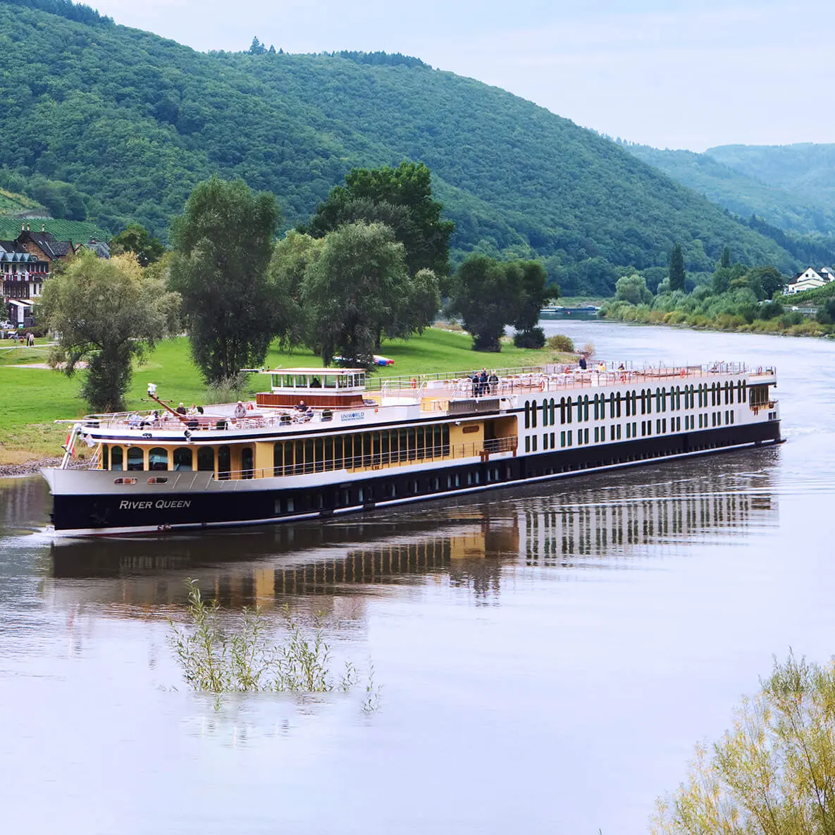 One of the most unique ships cruising Europe’s waterways, the River Queen has an exterior resembling the steamships of the 1930s and an elegant Art Deco interior. Decorated in richly textured blue and white fabrics—with marble bathrooms and inspiring artwork—River Queen is a sublime floating hotel designed with your every comfort in mind. River Queen was rated the #1 ship in the entire cruise industry (both river and ocean) in the 2012 Condé Nast Traveler Readers' Cruise Poll.