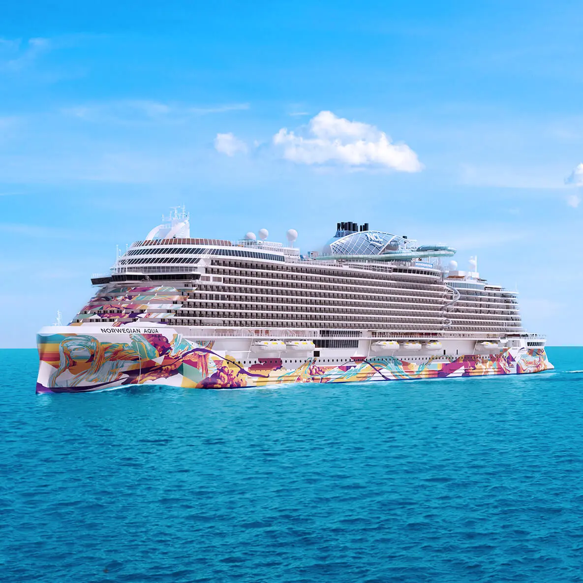 Meet Norwegian Aqua, the latest evolution of the innovative Prima Class. Elevate every part of your holiday with more expansive outdoor space and unobstructed scenic views. Enjoy more first-of-its-kind experiences like the all-new Aqua Slide coaster. And feel right at home with a greater variety of spacious suites. Let each new experience flow into the next on a ship as inspiring as the ocean itself.<br>This is Norwegian Aqua&trade;. Make New Waves &mdash; starting 2025.