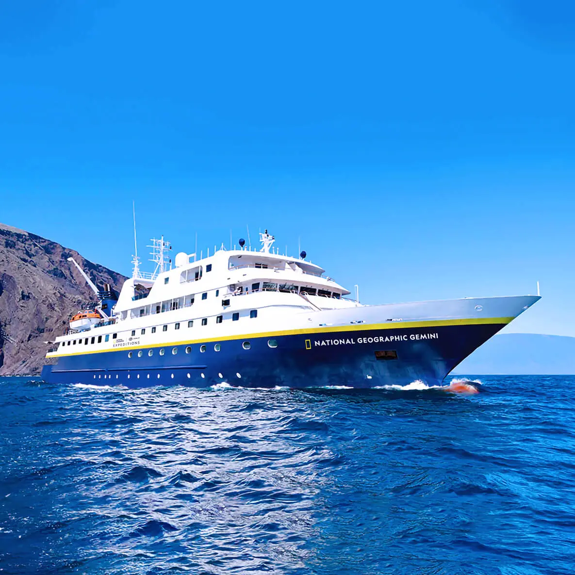 The newly christened National Geographic Gemini joins the Lindblad Expeditions-National Geographic Gal&aacute;pagos fleet, carrying on a legacy of small-ship expedition cruising. Built in the same shipyard as National Geographic Orion, National Geographic Gemini is a highly maneuverable, shallow-draft expedition ship, purpose-built to explore remote areas with ease.
