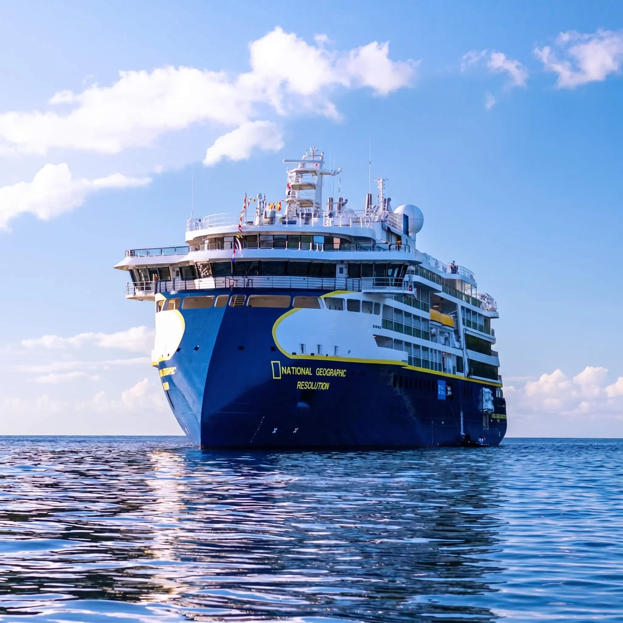 National Geographic Resolution is a next-generation expedition ship, purpose-built for polar navigation. A twin to the first polar newbuild, National Geographic Endurance, she is a fully stabilized, highly strengthened, ice-class Polar Class 5 (PC5) vessel, it is designed to navigate polar passages year-round, and safely explore uncharted waters, while providing exceptional comfort. Its patented X-BOW&reg; is key to its design; its powerful wave-slicing action provides an extremely smooth ride in even adverse conditions, and even reduces spray on deck, for superior observation. She carries a full suite of expedition tools and offers a variety of experience-enhancing amenities.