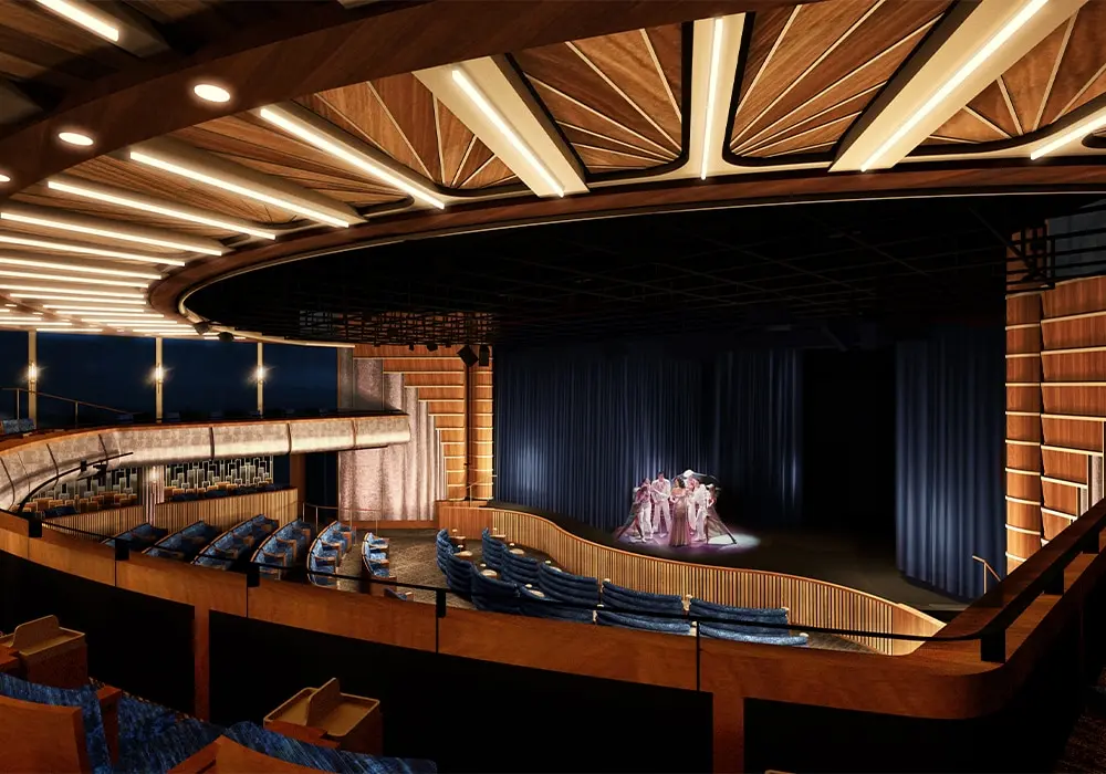 Experience world-class performances from the comfort of elegant, tiered theater seating aboard Regent Seven Seas Cruises.