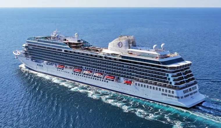 A sophisticated cover of an Oceania ship under clear skies, highlighting 2026 specialty dining and all-inclusive value.