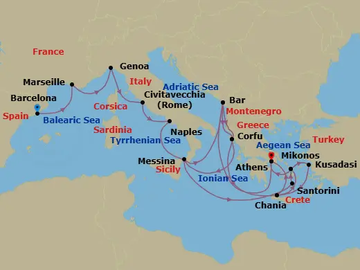 Itinerary schematic diagram