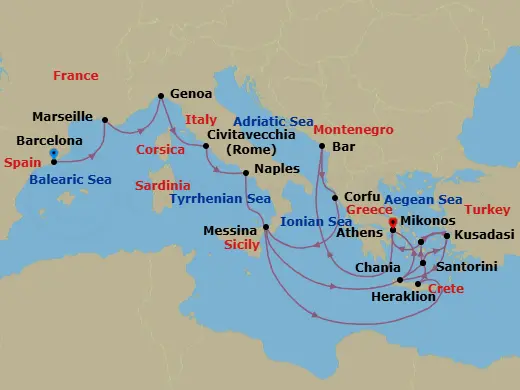 Itinerary schematic diagram