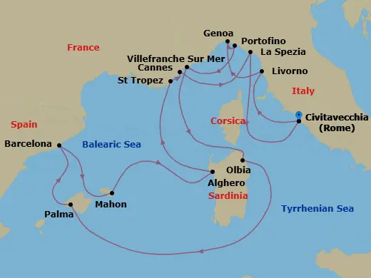Itinerary schematic diagram