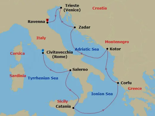 Itinerary schematic diagram