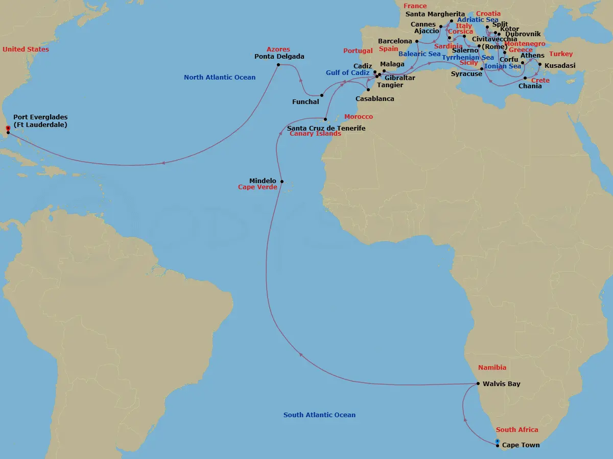 Itinerary schematic diagram