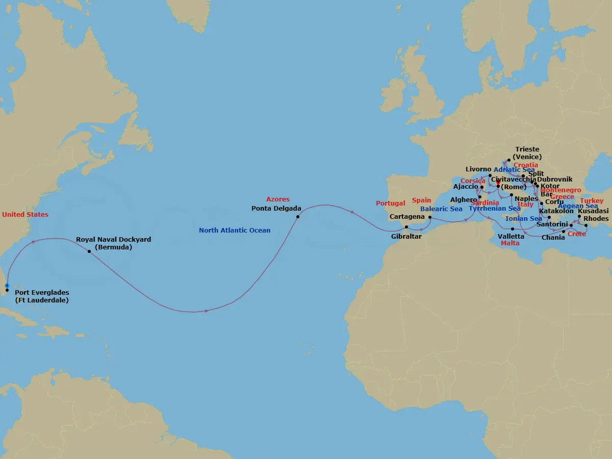 Itinerary schematic diagram