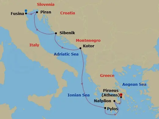 Itinerary schematic diagram
