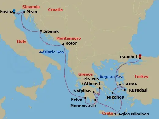 Itinerary schematic diagram