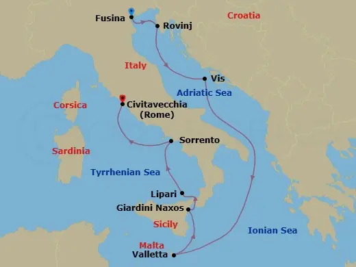 Itinerary schematic diagram