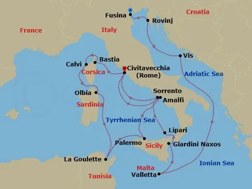 Itinerary schematic diagram