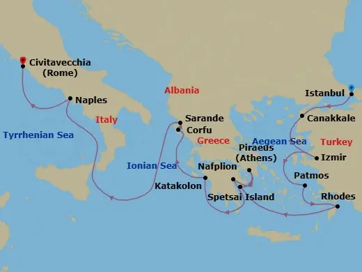Itinerary schematic diagram