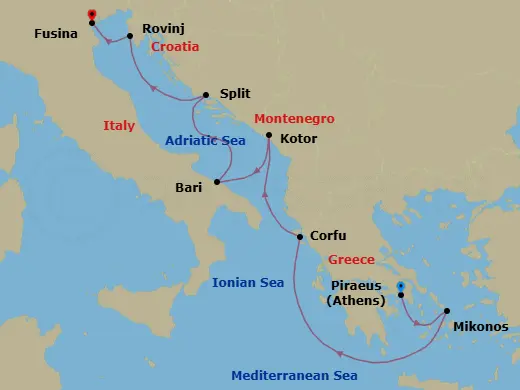 Itinerary schematic diagram