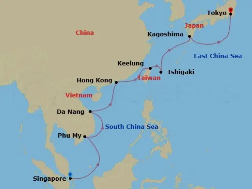 Itinerary schematic diagram