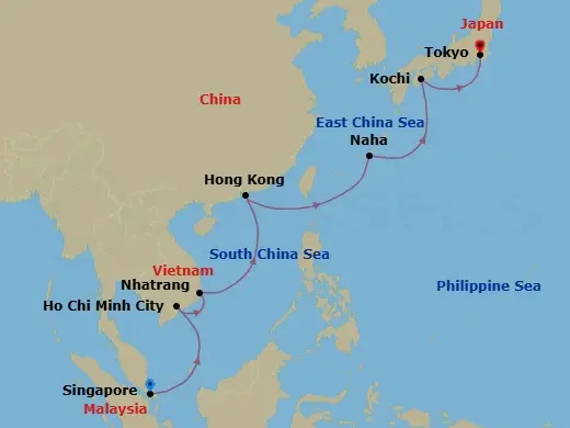 Itinerary schematic diagram