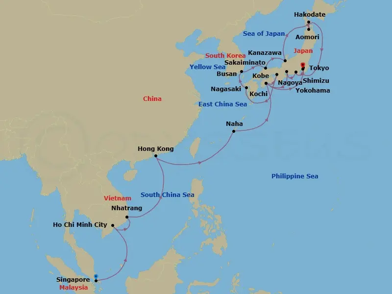 Itinerary schematic diagram