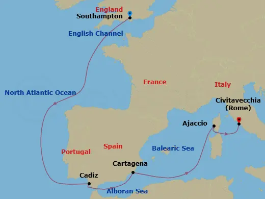 Itinerary schematic diagram