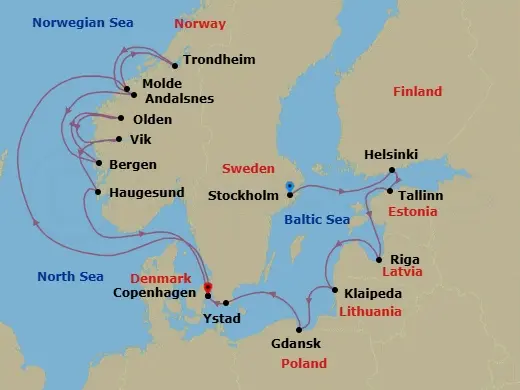 Itinerary schematic diagram