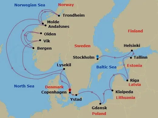 Itinerary schematic diagram