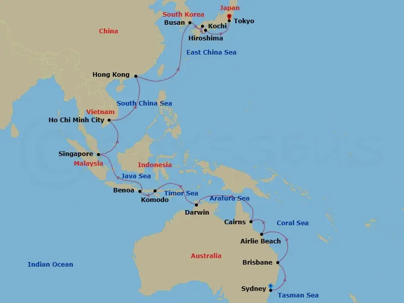Itinerary schematic diagram