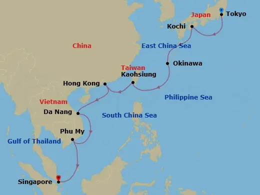 Itinerary schematic diagram
