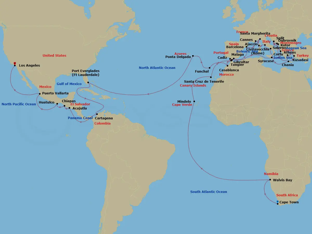 Itinerary schematic diagram