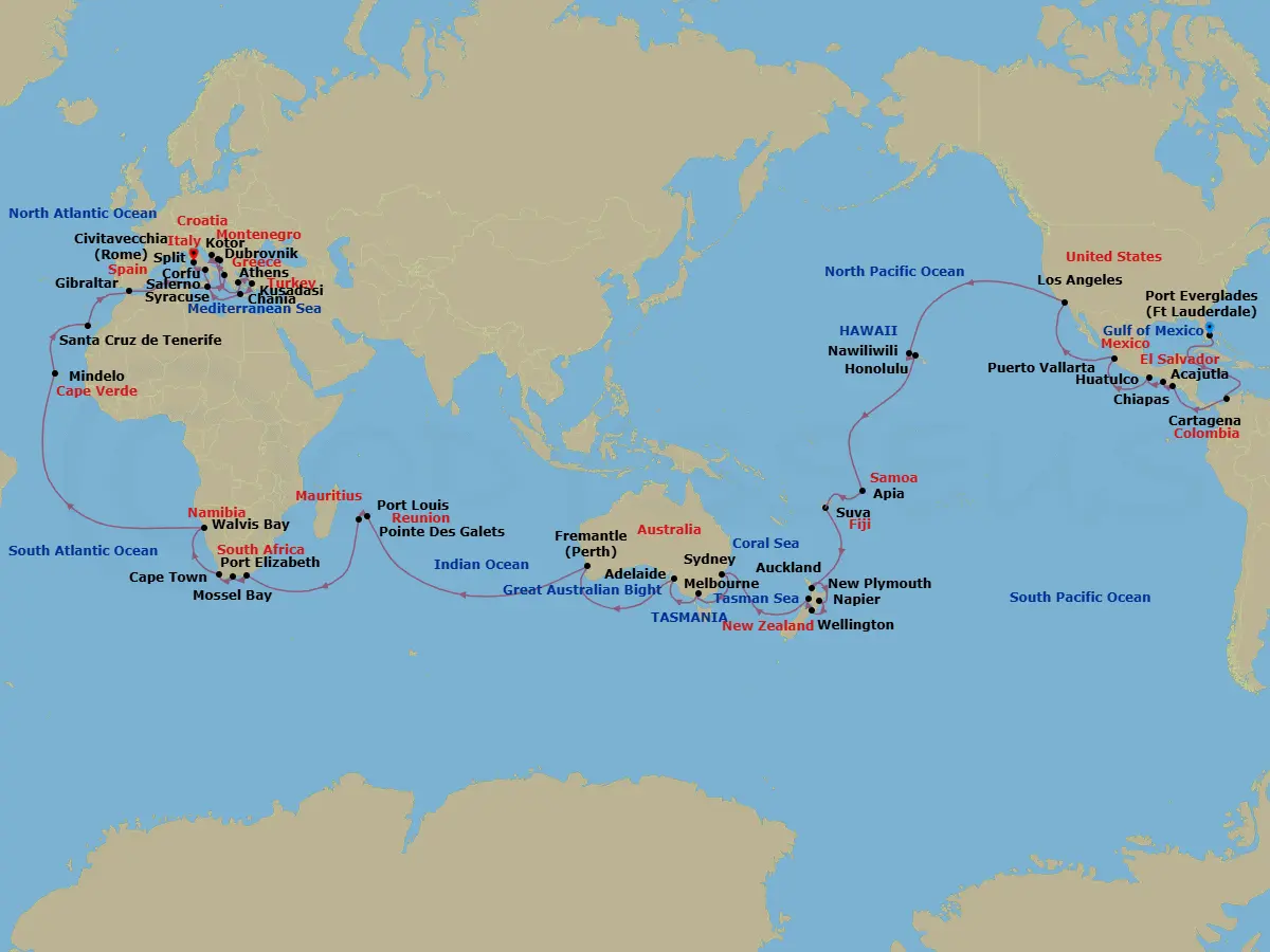 Itinerary schematic diagram