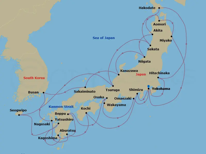Itinerary schematic diagram