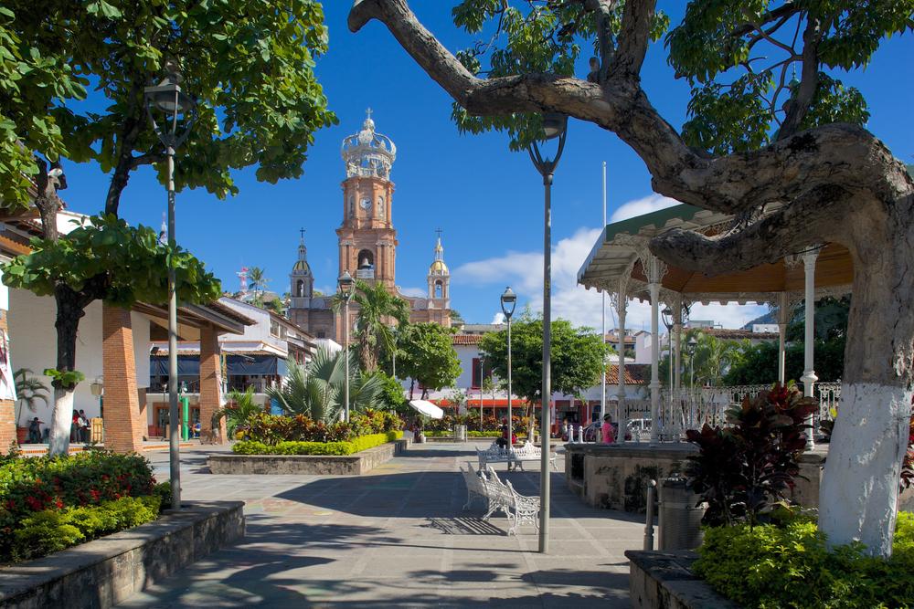 View of Parroquia de Guadalupe (Church of Our Lady of Guadalupe) in Downtown, Puerto Vallarta, Jalisco, Mexico
