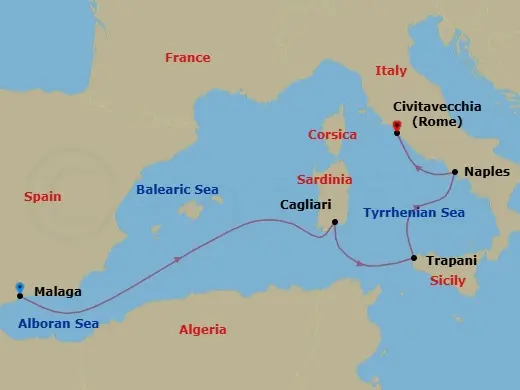 Itinerary schematic diagram